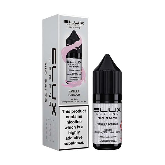 Elux Legend Vanilla Tobacco Nic Salt E-Liquid 10ml Bottle – Available in 5mg, 10mg, 20mg Nicotine Strengths