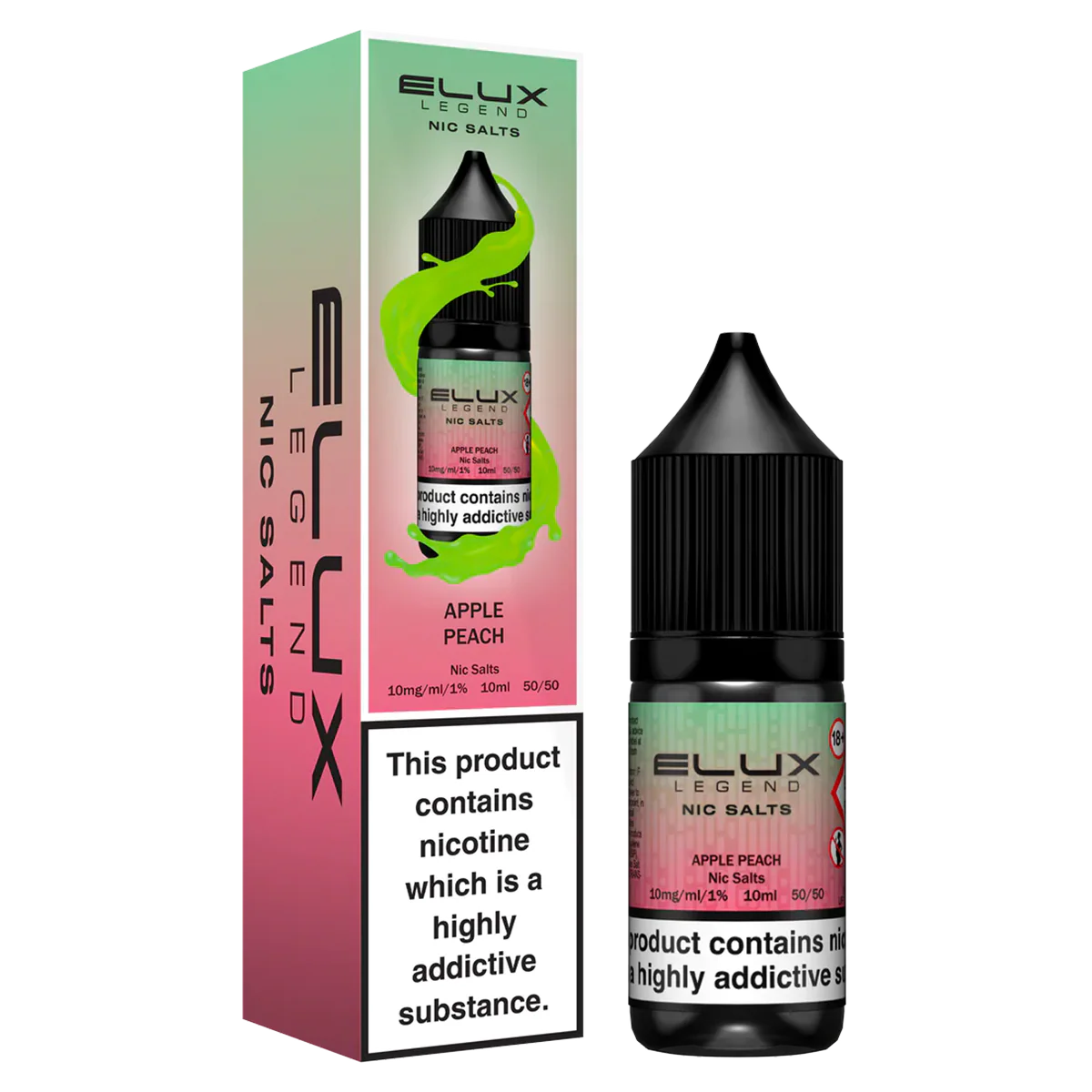 Elux apple peach Nic Salt E-Liquid 10ml Bottle – Available in 10mg, 20mg Nicotine Strengths