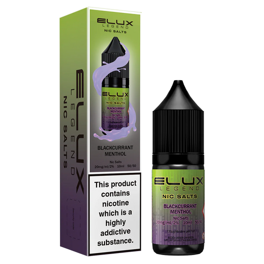 Elux Legend Blackcurrant Menthol Nic Salt E-Liquid 10ml Bottle – Available in 5mg, 10mg, 20mg Nicotine Strengths