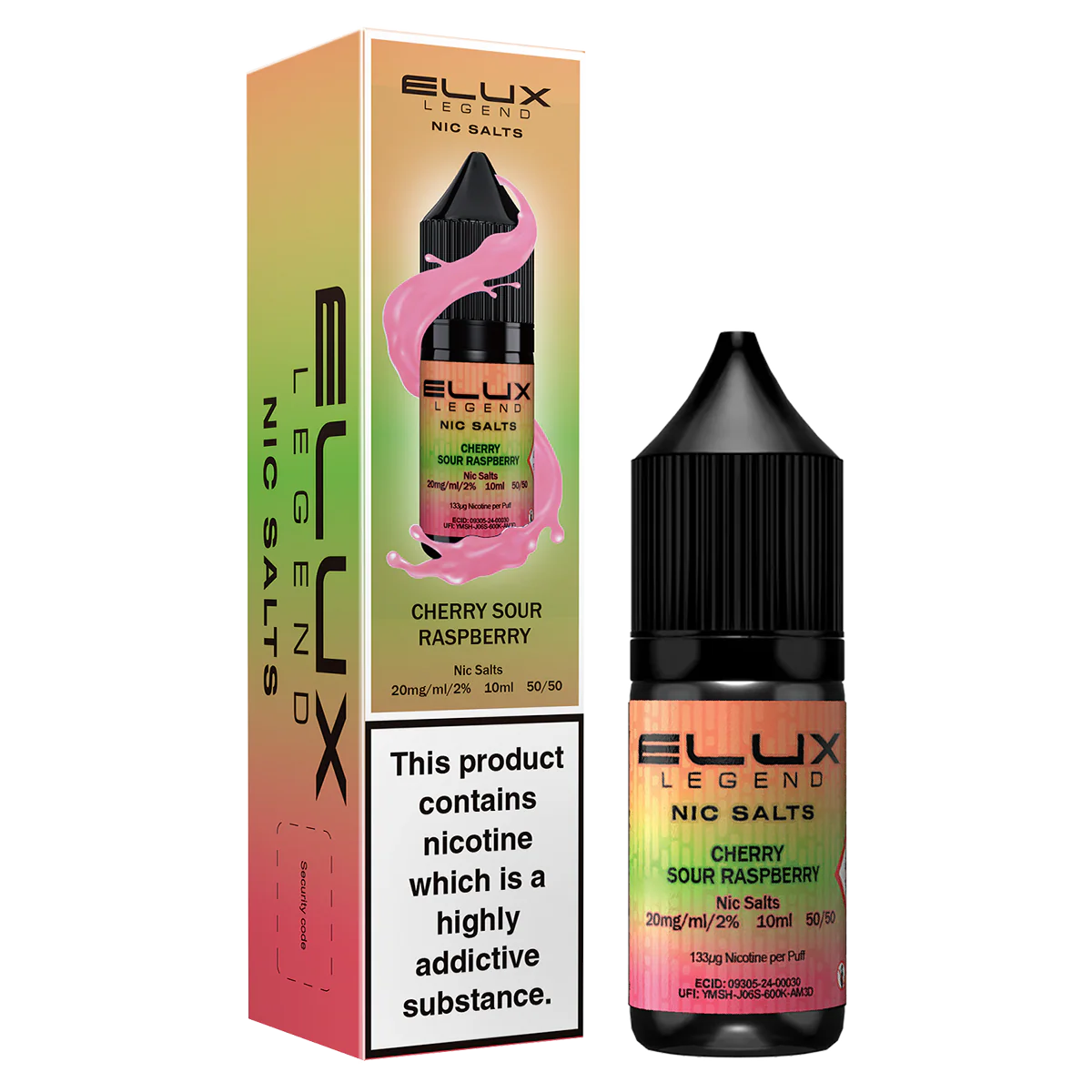 Elux Legend Cherry Sour Raspberry Nic Salt E-Liquid 10ml Bottle – Available in 5mg, 10mg, 20mg Nicotine Strengths