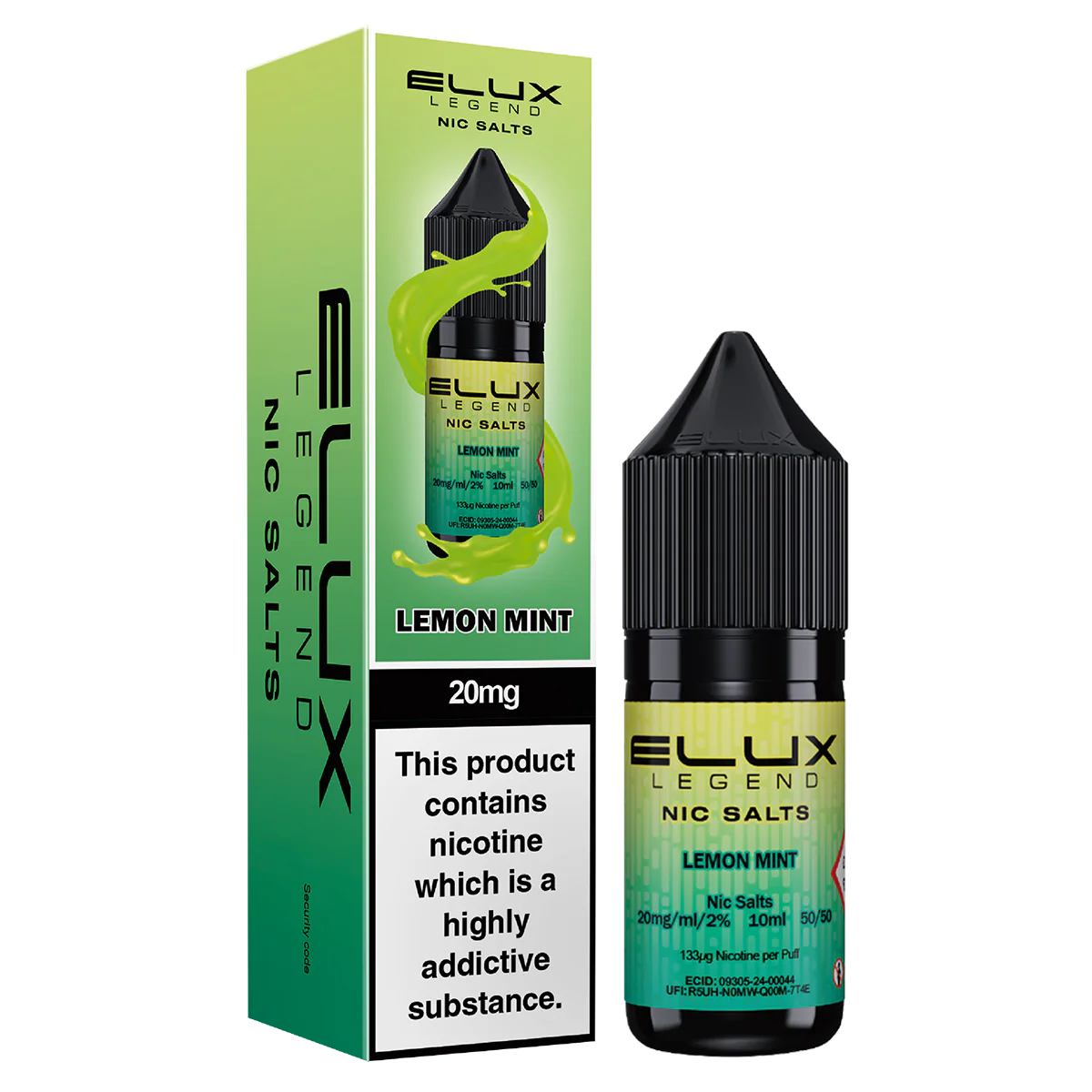 Elux Legend Lemon Mint Nic Salt E-Liquid 10ml Bottle – Available in 5mg, 10mg, 20mg Nicotine Strengths