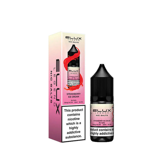 Elux Legend Strawberry Ice Cream Nic Salt E-Liquid 10ml Bottle – Available in 5mg, 10mg, 20mg Nicotine Strengths