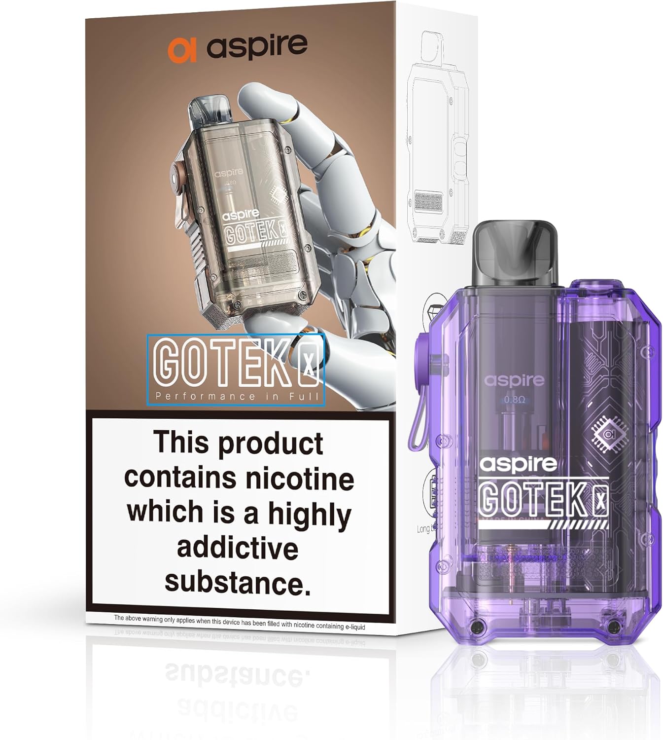 Aspire Gotek X Pod Kit Translucent Violet Available At Norwich Vape UK