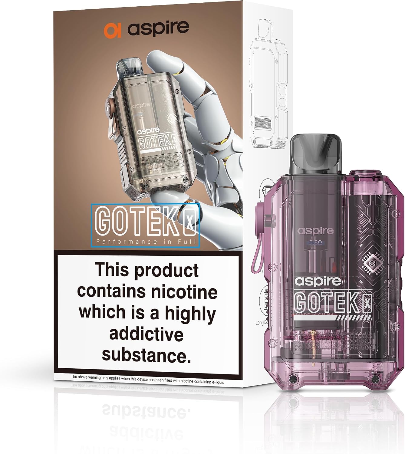 Aspire Gotek X Pod Kit Translucent Lavender Available At Norwich Vape UK