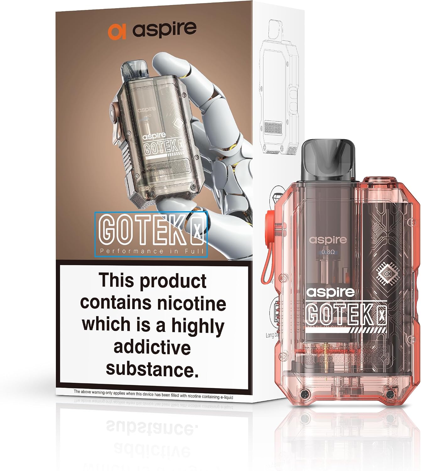 Aspire Gotek X Pod Kit Translucent Orange Available At Norwich Vape UK