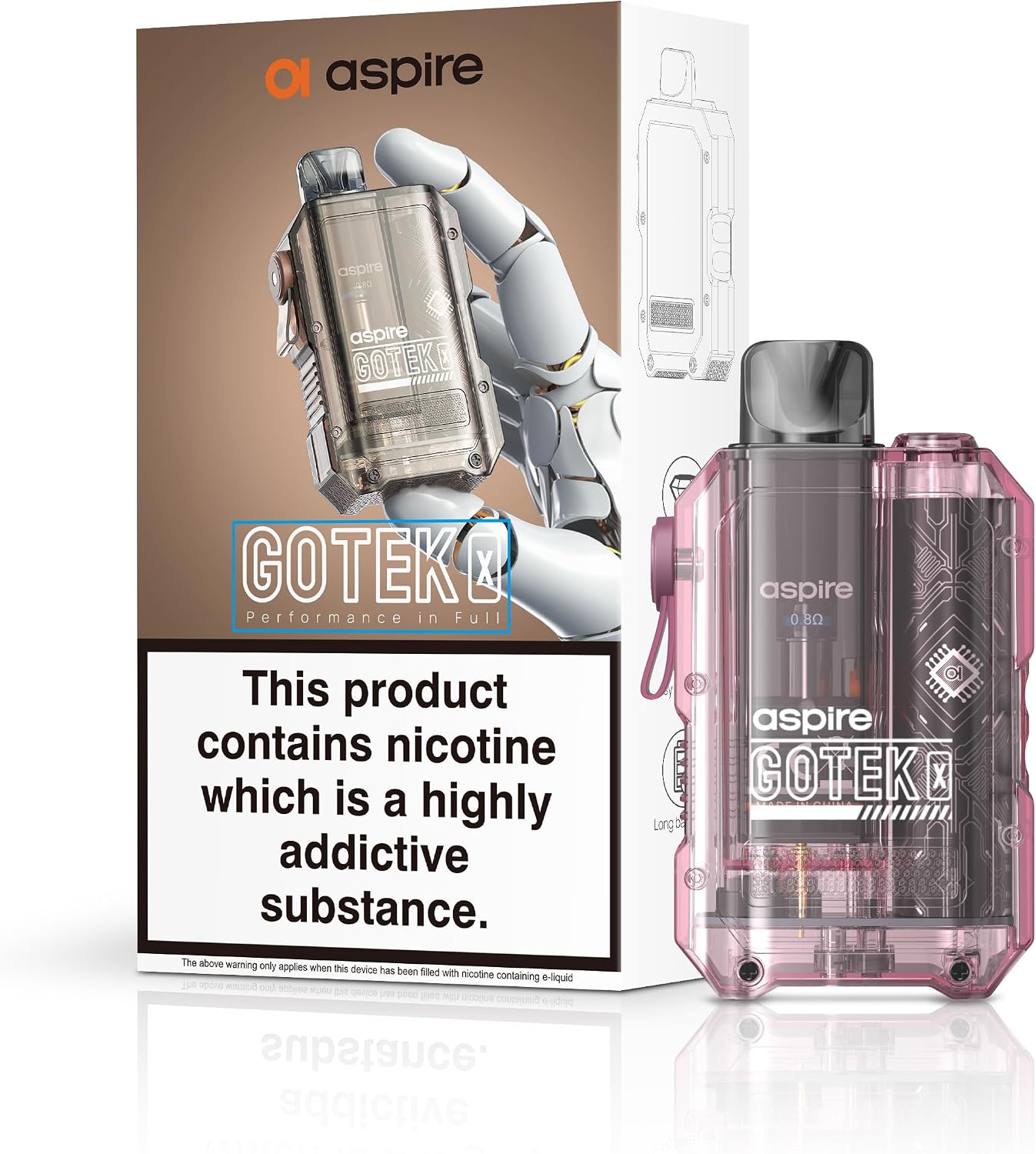 Aspire Gotek X Pod Kit Translucent Pink Available At Norwich Vape UK