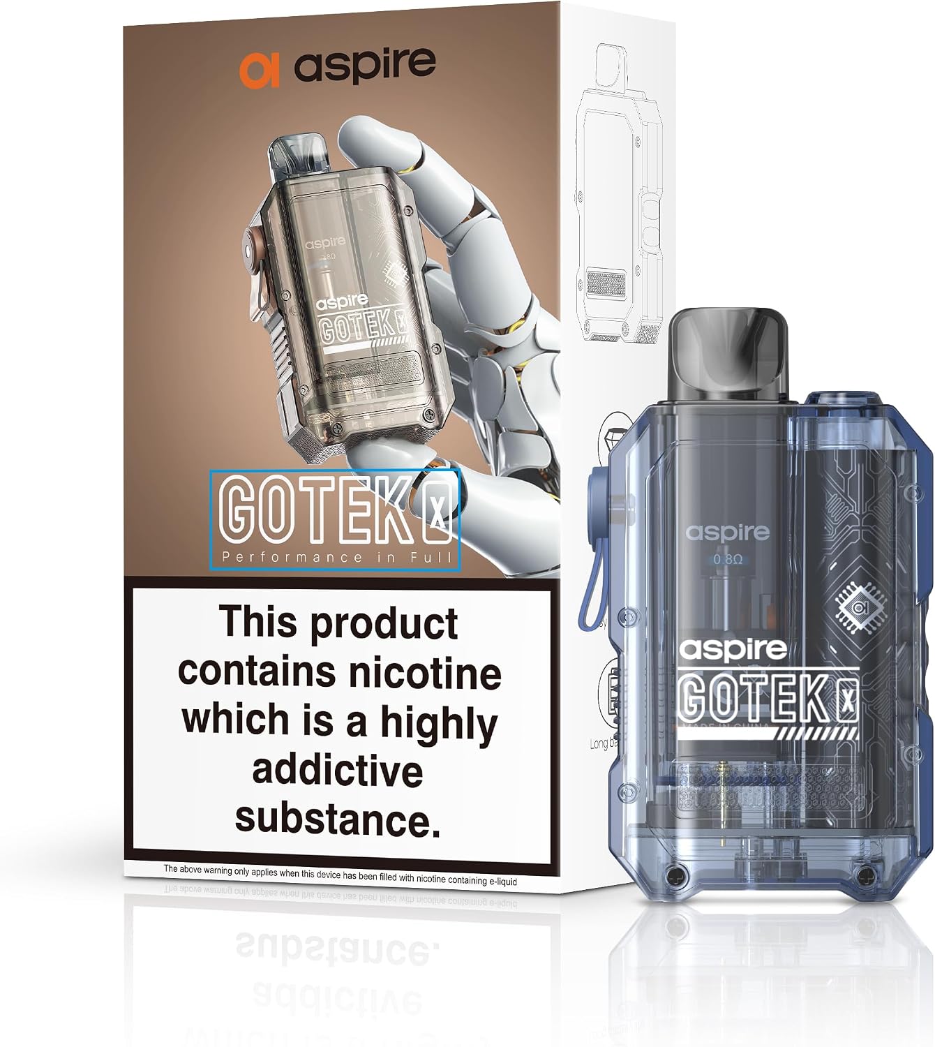 Aspire Gotek X Pod Kit Translucent Royal Blue Available At Norwich Vape UK