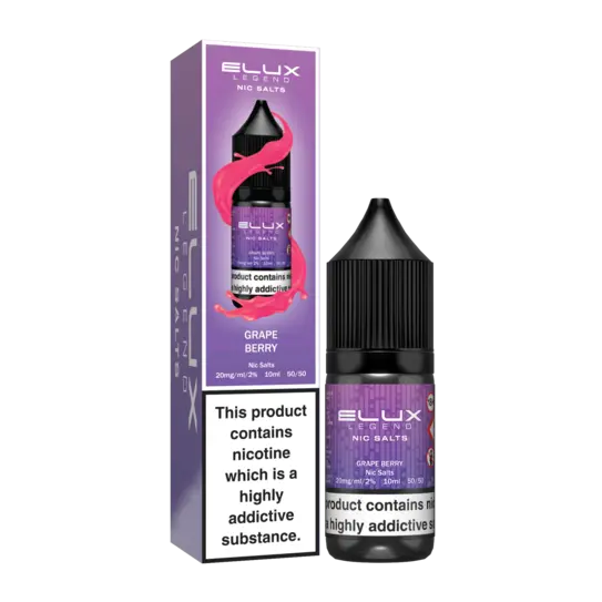 Elux Legend Grape Berry Nic Salt E-Liquid 10ml Bottle – Available in 5mg, 10mg, 20mg Nicotine Strengths