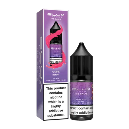 Elux Legend Grape Berry Nic Salt E-Liquid 10ml Bottle – Available in 5mg, 10mg, 20mg Nicotine Strengths