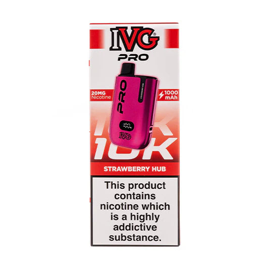 IVG Pro strawberry hub vape device packaging on a white background