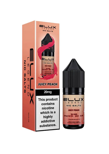 Elux Legend Juicy Peach Nic Salt E-Liquid 10ml Bottle – Available in 5mg, 10mg, 20mg Nicotine Strengths