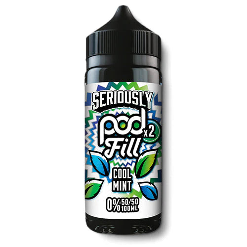 Vape juice bottle with 'Seriously Pod Fill' label on a white background