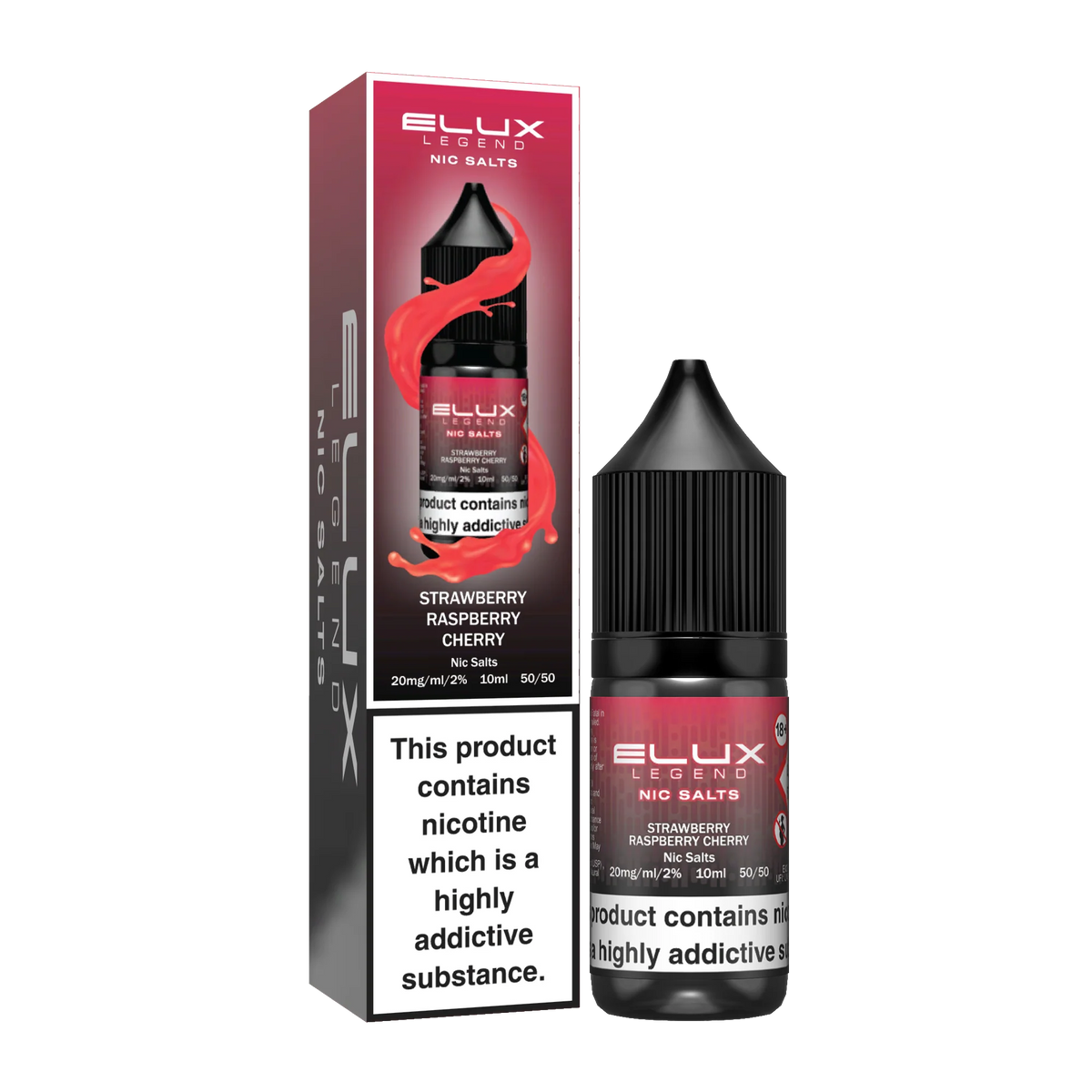 Elux Legend Strawberry Raspberry Cherry Nic Salt E-Liquid 10ml Bottle – Available in 5mg, 10mg, 20mg Nicotine Strengths