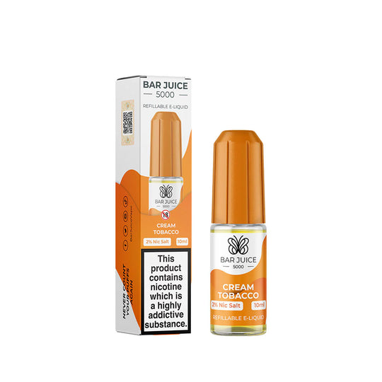 Cream Tobacco Nic Salt By Bar Juice 5000 — 10ml Bar Juice 5000 e-liquid bottle