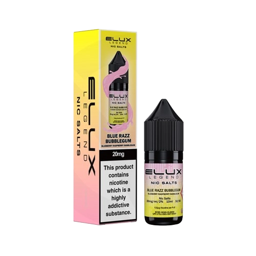 Blue Razz Bubblegum Nic Salt By Elux — 10ml Elux Legend e-liquid bottle with blue raspberry bubblegum flavour