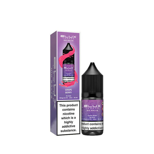 Elux Legend Grape Nic Salt E-Liquid 10ml Bottle – Available in 5mg, 10mg, 20mg Nicotine Strengths
