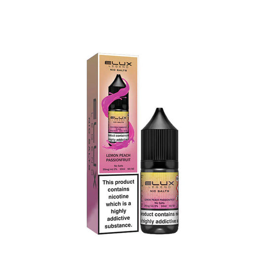 Elux Legend Lemon Peach Passionfruit Nic Salt E-Liquid 10ml Bottle – Available in 5mg, 10mg, 20mg Nicotine Strengths