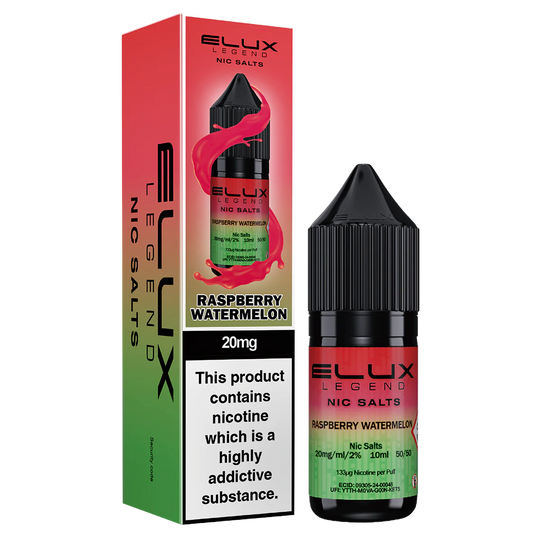 Elux Legend Raspberry Watermelon Nic Salt E-Liquid 10ml Bottle – Available in 5mg, 10mg, 20mg Nicotine Strengths