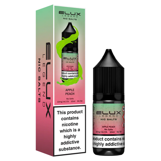 Elux apple peach Nic Salt E-Liquid 10ml Bottle – Available in 10mg, 20mg Nicotine Strengths