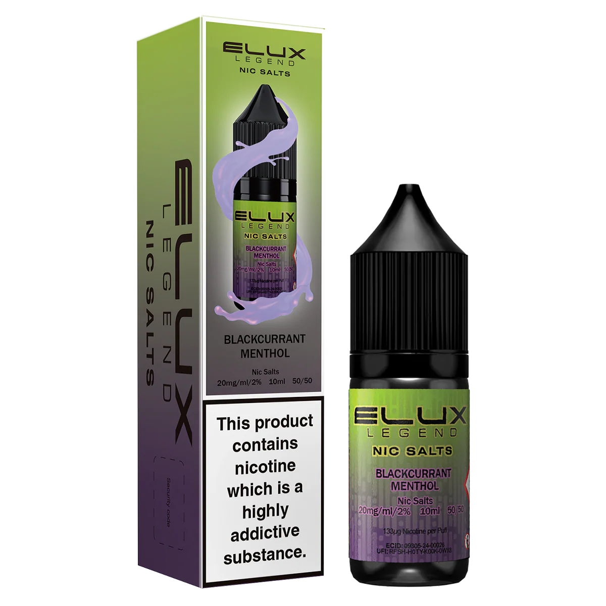 Elux Legend Blackcurrant Menthol Nic Salt E-Liquid 10ml Bottle – Available in 5mg, 10mg, 20mg Nicotine Strengths