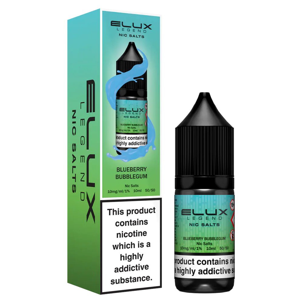 Elux Legend Blueberry Bubblegum Nic Salt E-Liquid 10ml Bottle – Available in 5mg, 10mg, 20mg Nicotine Strengths