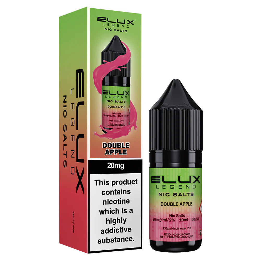 Elux Legend Double Apple Nic Salt E-Liquid 10ml Bottle – Available in 5mg, 10mg, 20mg Nicotine Strengths