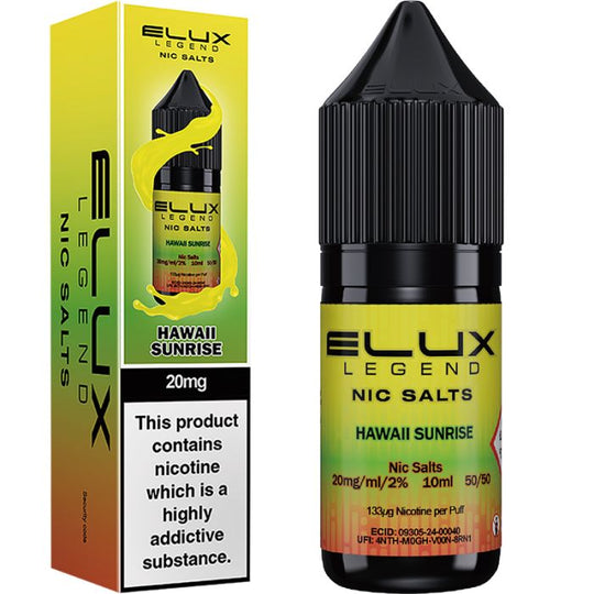 Elux Legend Hawaii Sunrise Nic Salt E-Liquid 10ml Bottle – Available in 5mg, 10mg, 20mg Nicotine Strengths