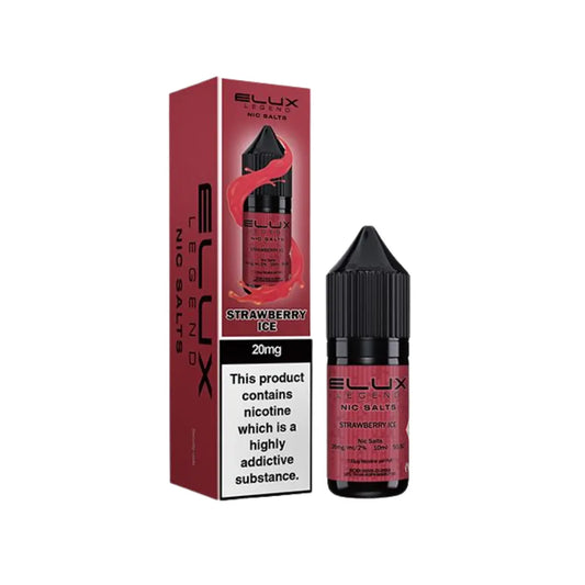 Elux Legend Strawberry Ice Nic Salt E-Liquid 10ml Bottle – Available in 5mg, 10mg, 20mg Nicotine Strengths