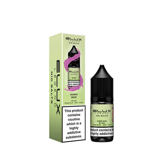 Elux Legend Gummy Bear Nic Salt E-Liquid 10ml Bottle – Available in 5mg, 10mg, 20mg Nicotine Strengths