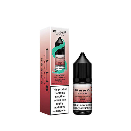 Elux Legend Strawberry Watermelon Bubblegum Nic Salt E-Liquid 10ml Bottle – Available in 5mg, 10mg, 20mg Nicotine Strengths