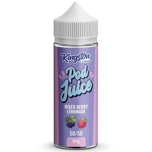 Kingston Pod Juice Mixed Berry Lemonade vape juice bottle on a white background
