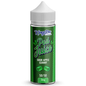 Kingston Pod Juice Sour Apple Gummy e-liquid bottle on a white background